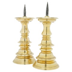 Pair of cast brass pricket candlesticks by Colonial Williamsburg, c. 1960
