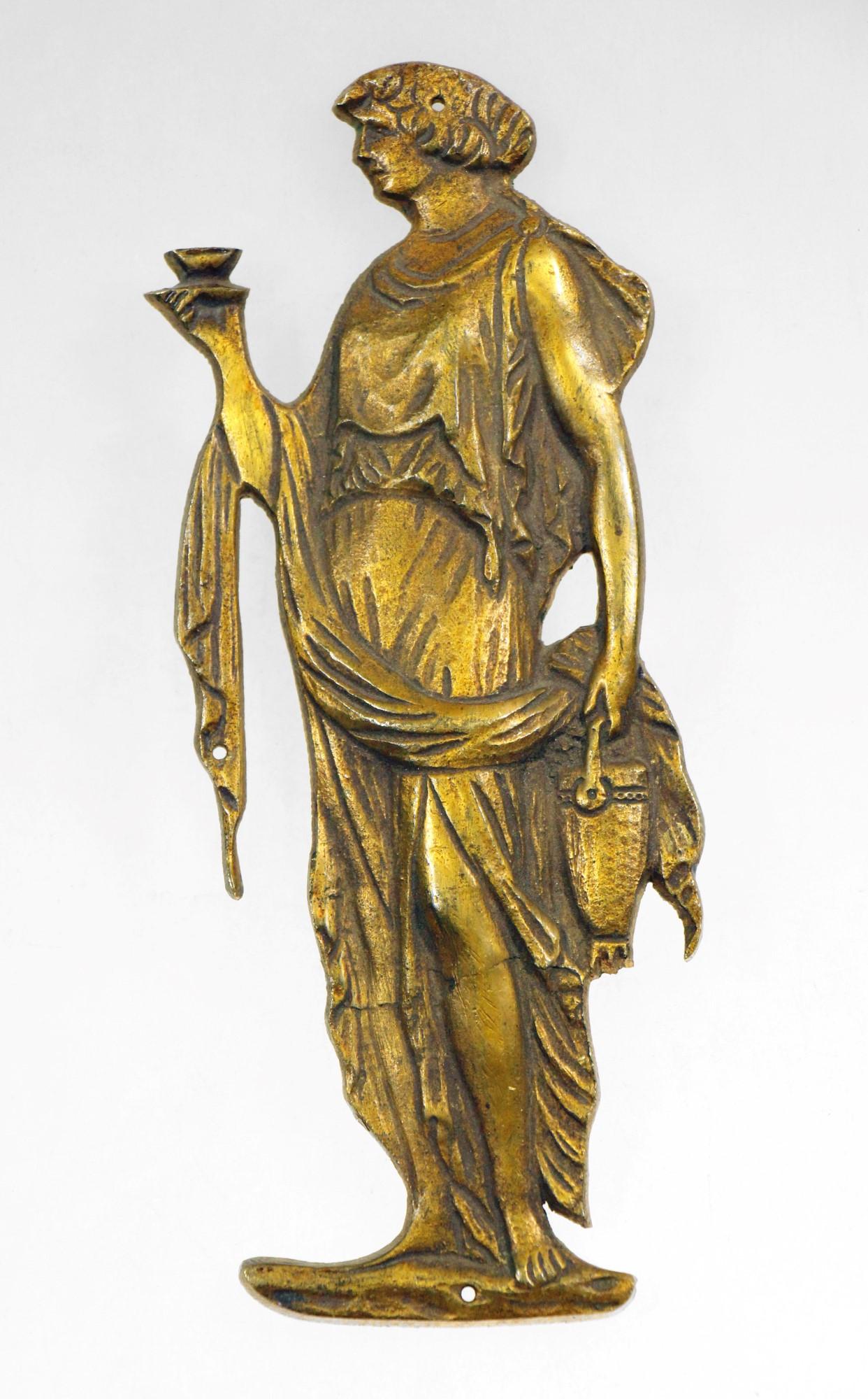 Classical Roman Pair of Cast Brass Roman Figural Furniture Appliques