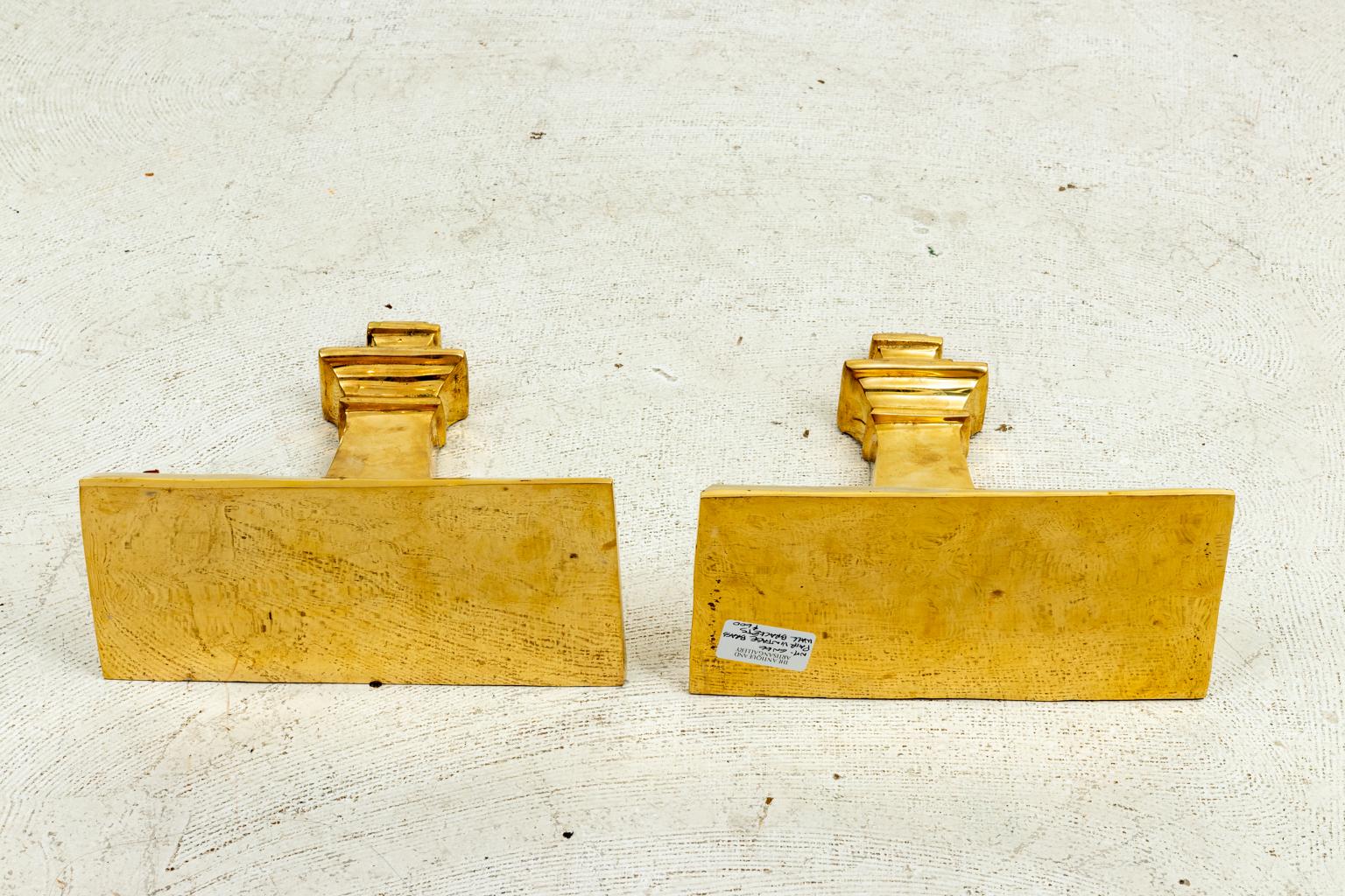 Mid-Century Modern Pair of Cast Brass Wall Brackets