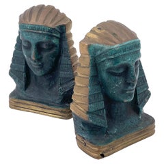 Pair of Cast Bronze Antique Egyptian Bookends