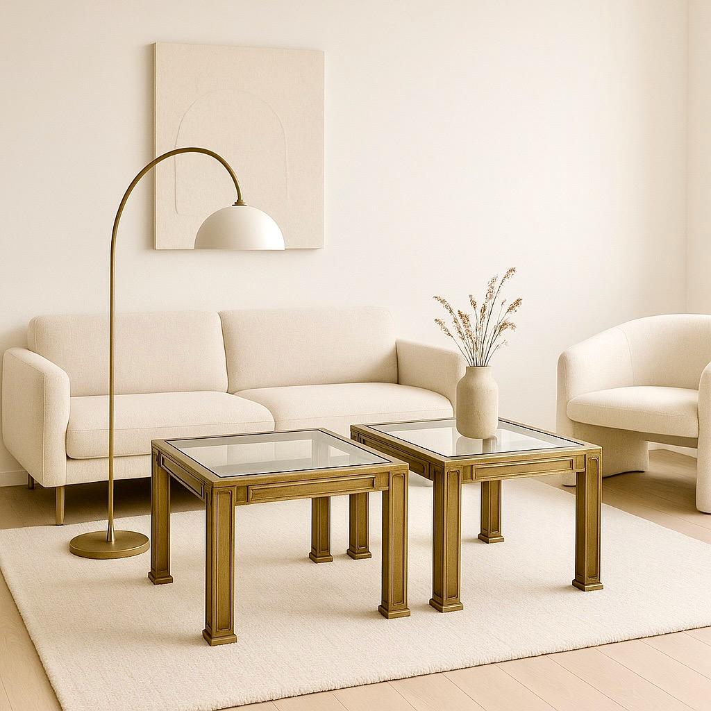 Striking and sculptural, this rare pair of Brutalist side tables by Belgian designer Peter van Heeck makes a bold statement. Cast in solid bronze with intricate stepped and geometric detailing, these tables reflect the raw, architectural beauty