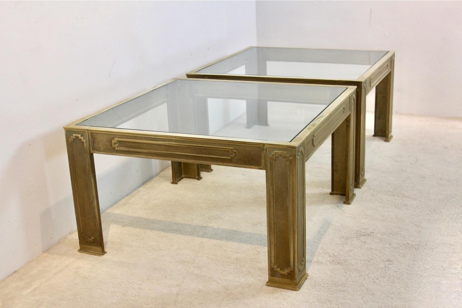 Mid-Century Modern Pair of Cast Bronze Brutalist Side Tables by Peter van Heeck For Sale