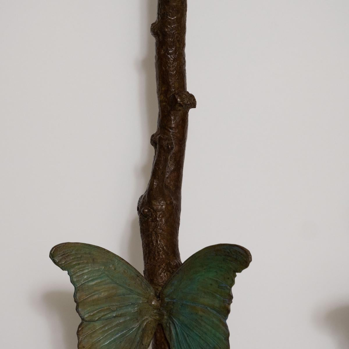 Pair of Cast Bronze Butterfly Table Lamps 3