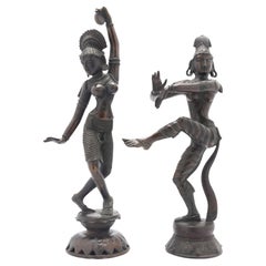Pair of cast bronze Hindu figures of Parvati
Shiva, c. 1800
s