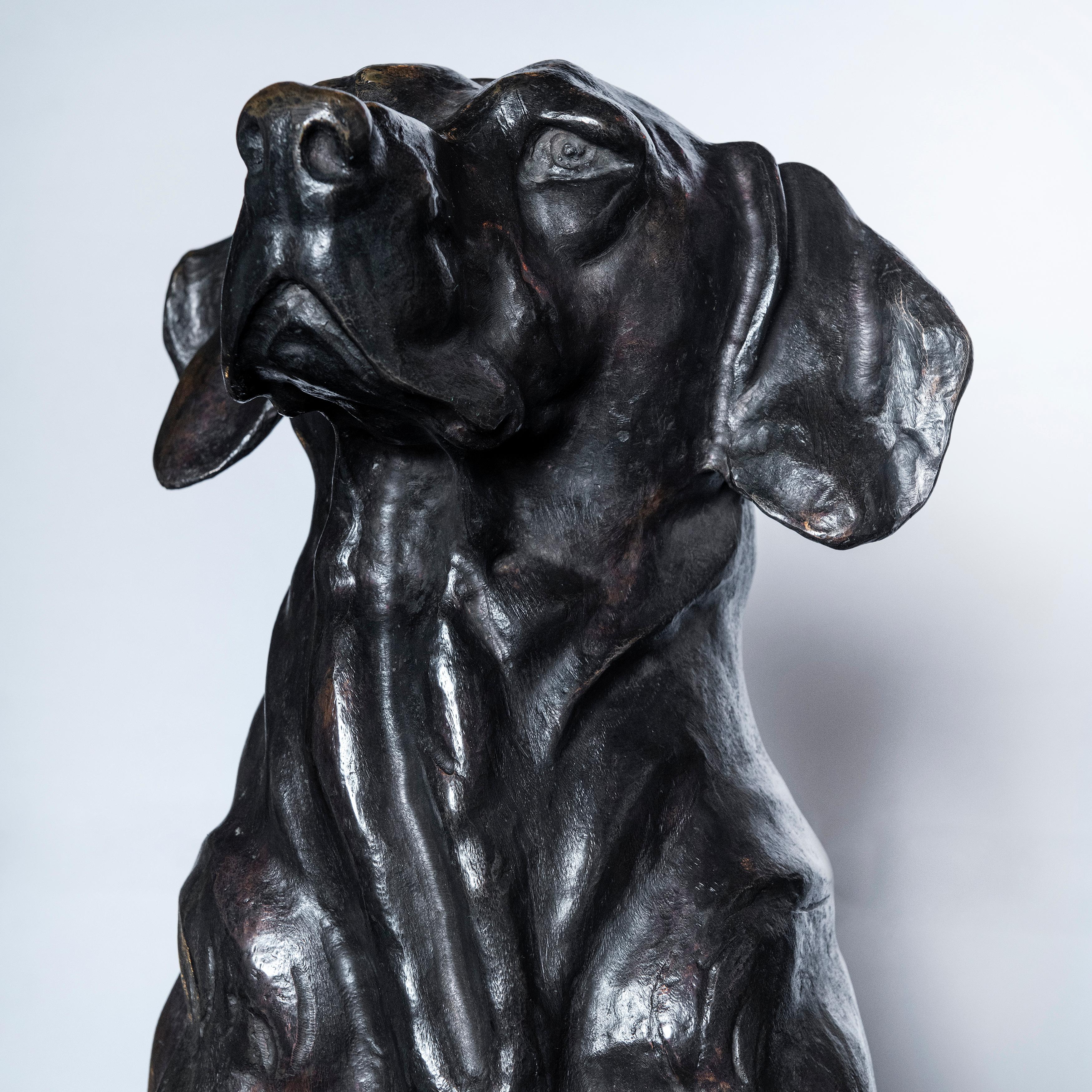 Pair of Cast Bronze Hunting Dogs, France, Late 19th Century For Sale 1