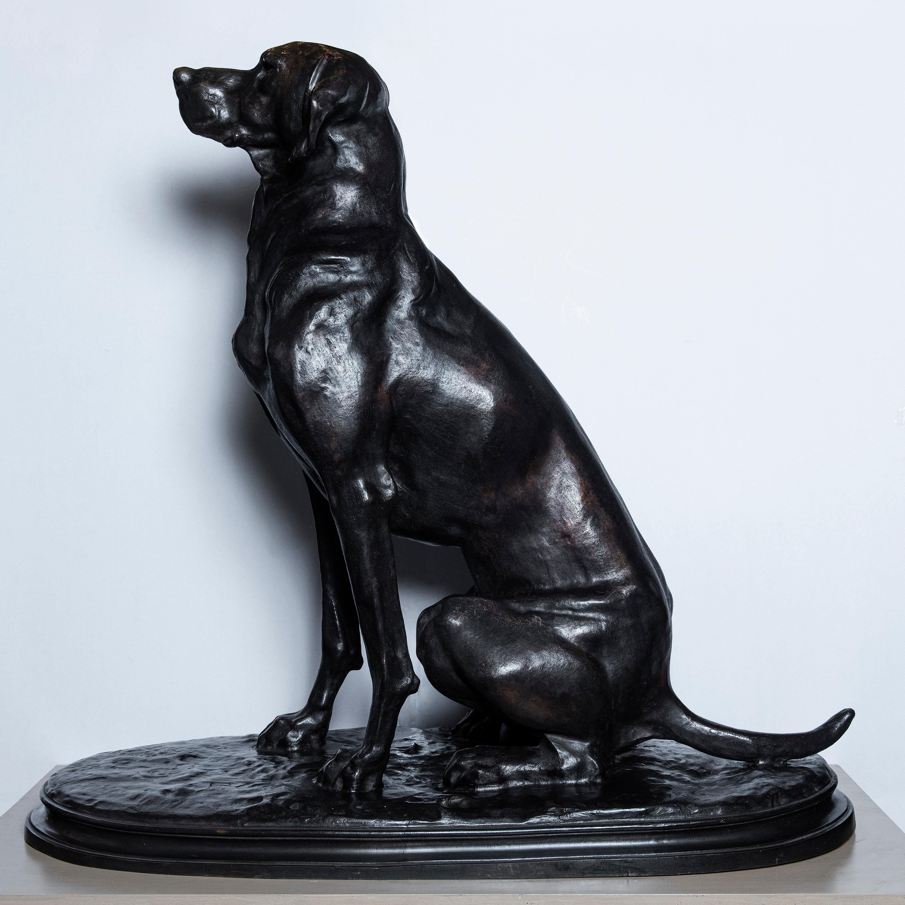 Paire de chiens de chasse en bronze moulé, France, fin du XIXe siècle en vente 1