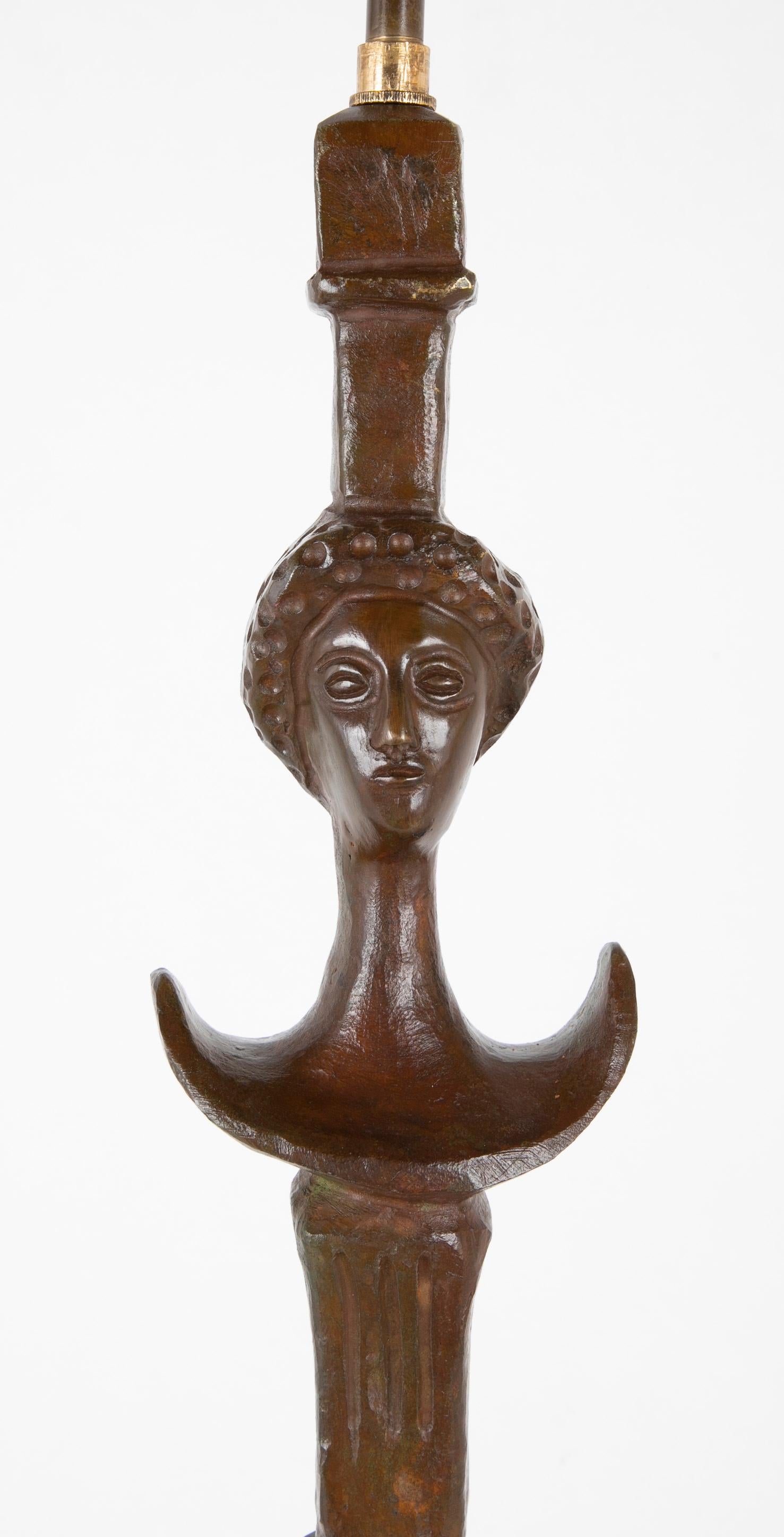 20th Century Pair of Cast Bronze Table Lamps in the Style of Giacometti