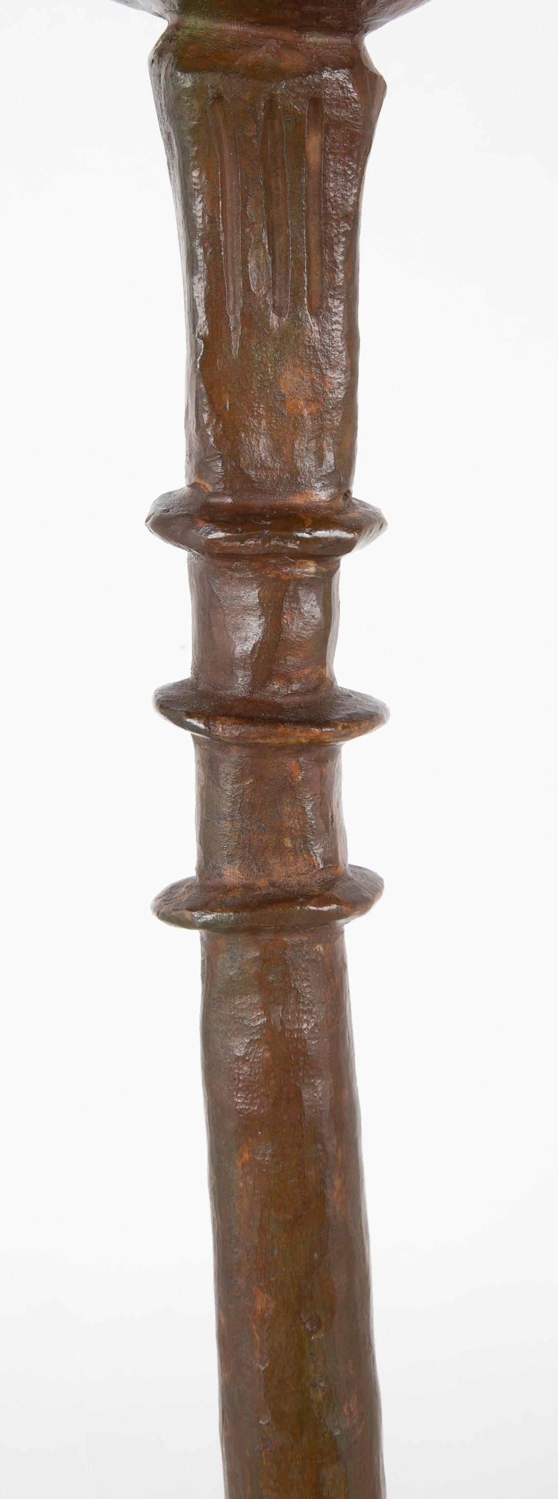 Pair of Cast Bronze Table Lamps in the Style of Giacometti 2