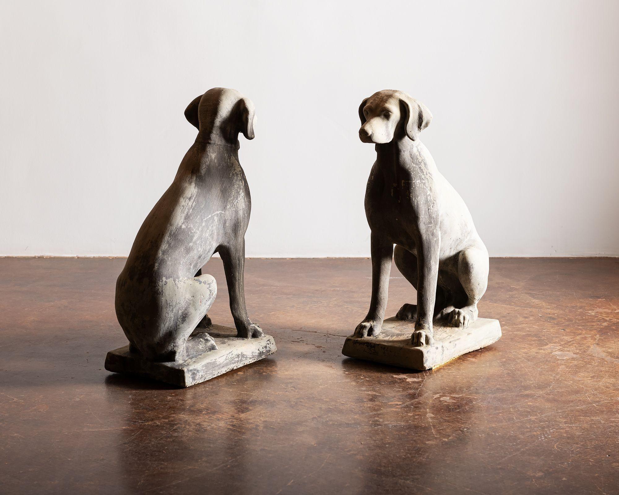 Pair of Cast Concrete Dogs, 20th Century In Good Condition In Sylacauga, AL