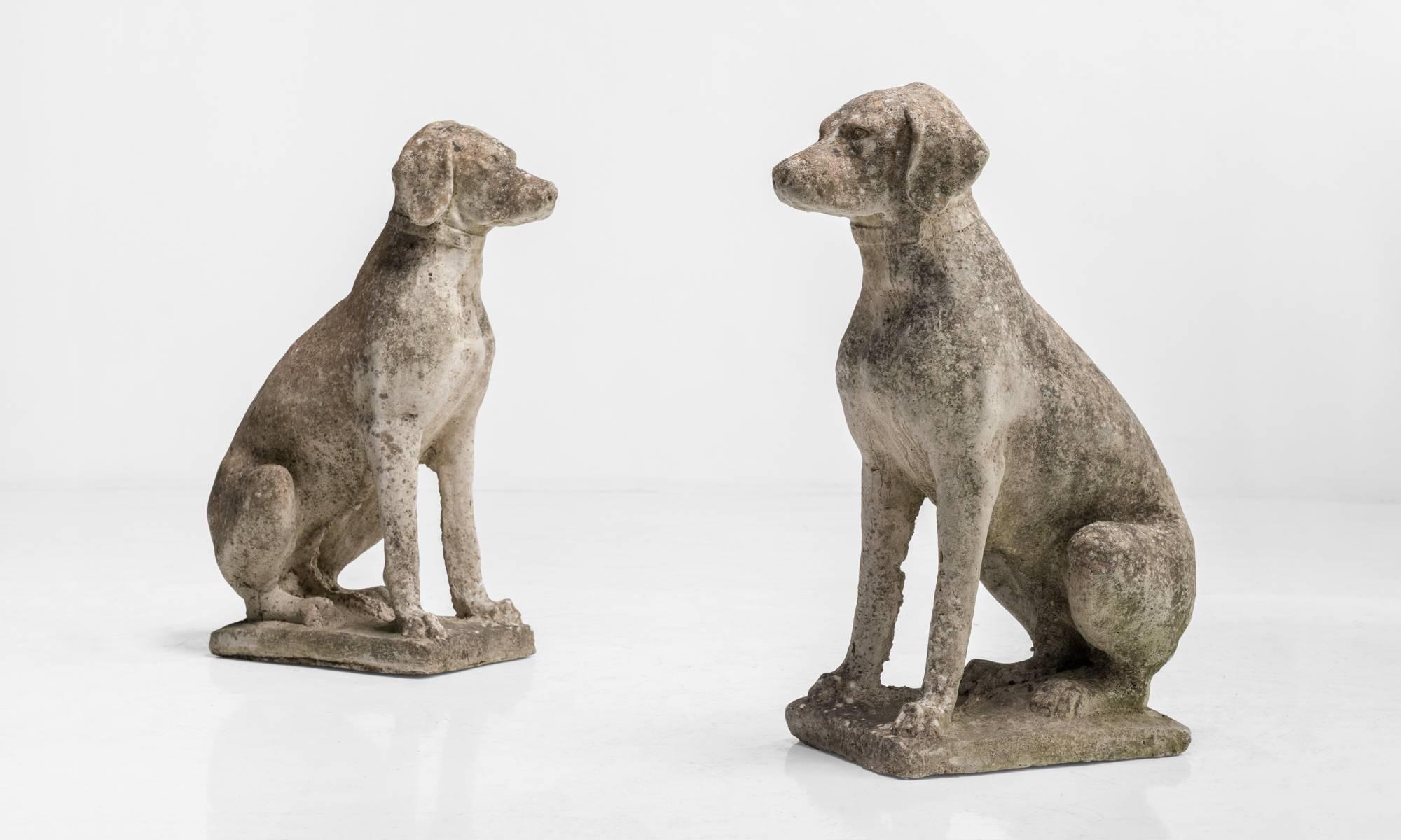 Pair of cast concrete dogs, circa 1930.

Cast in concrete with amazing patina.