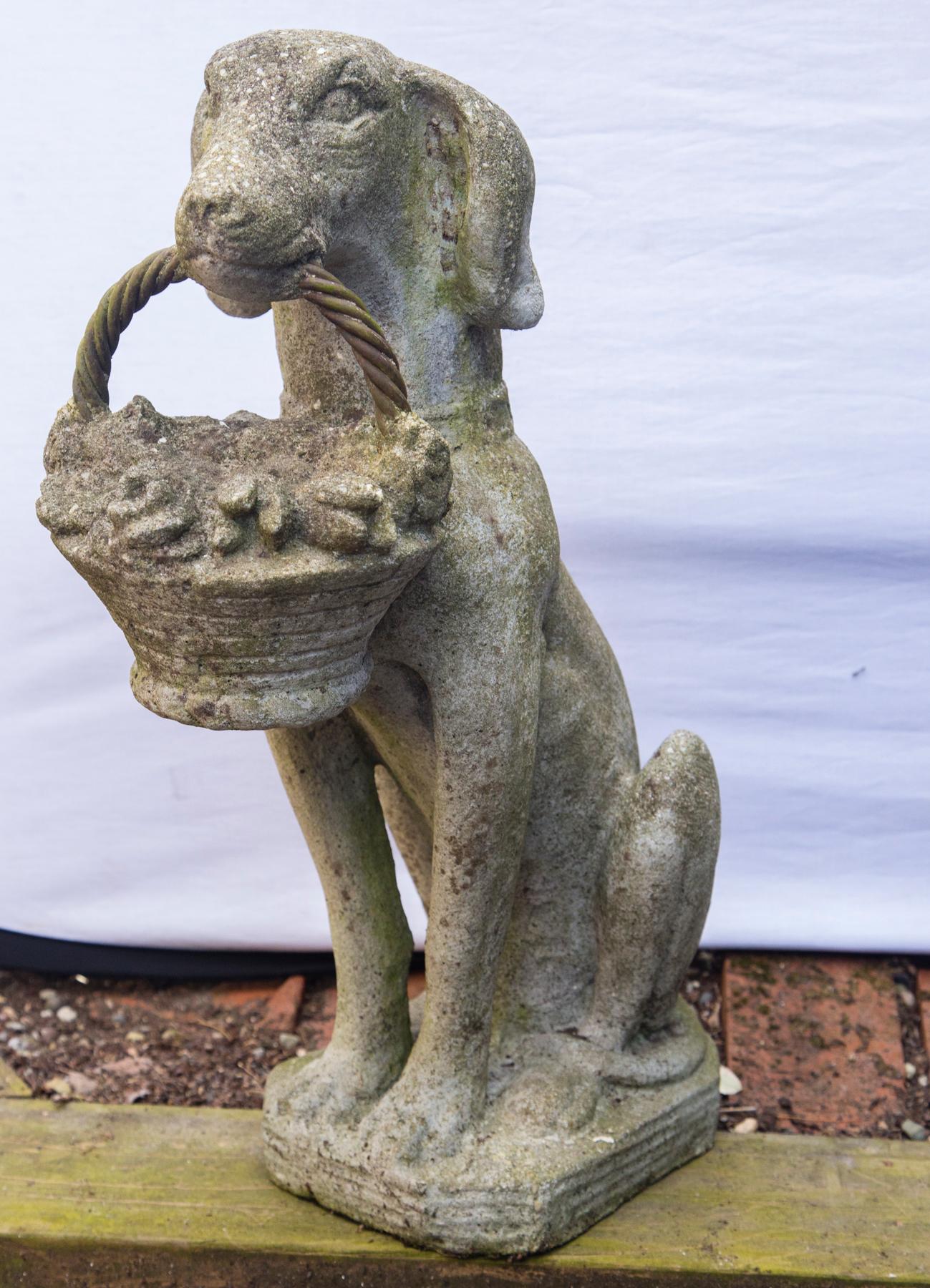 Pair of Cast Concrete Seated Dogs 3