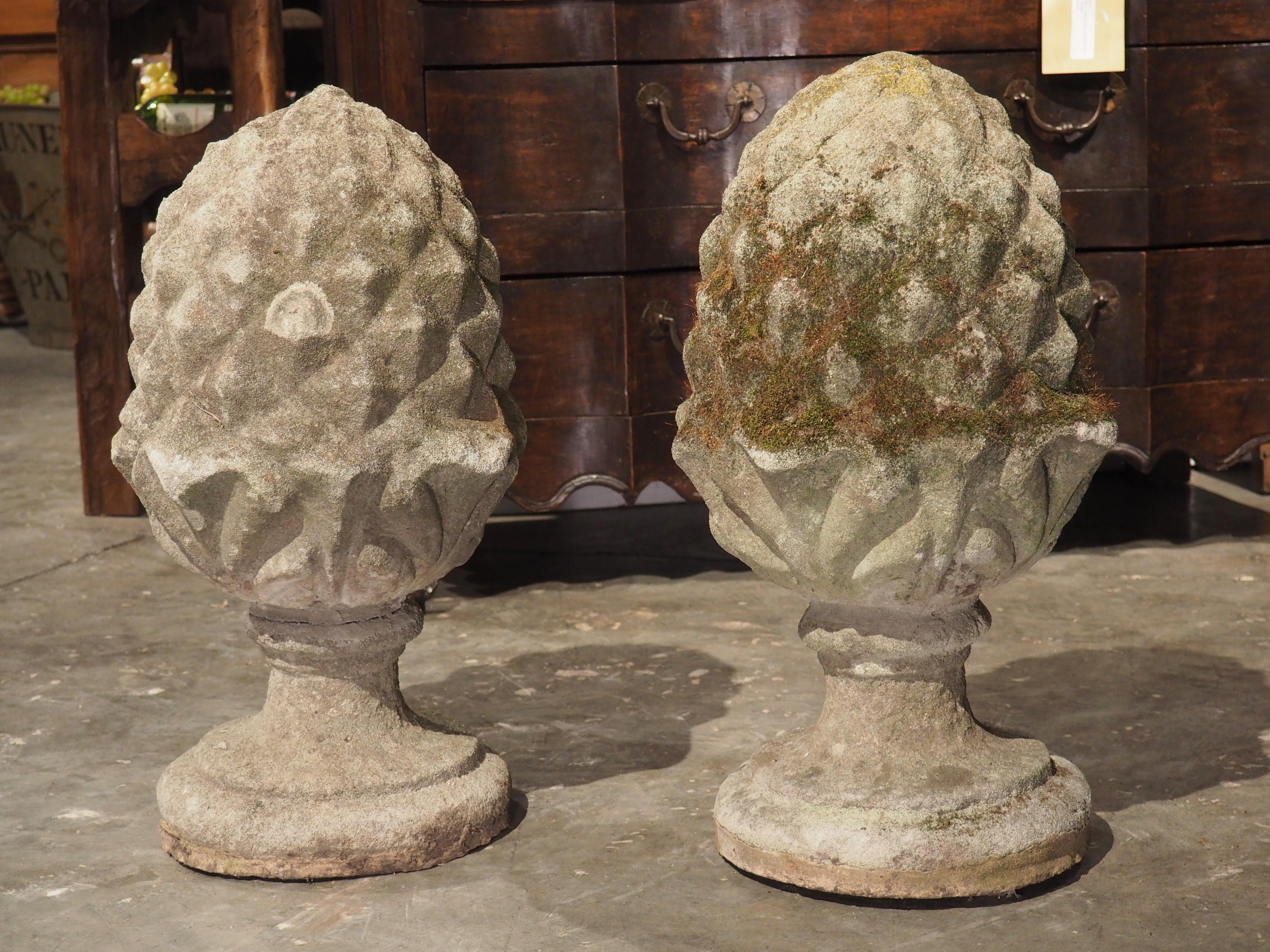 Pair of Cast Garden Pineapple Finials from England, Circa 1960 6