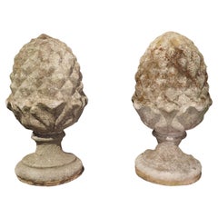 Pair of Cast Garden Pineapple Finials from England, Circa 1960