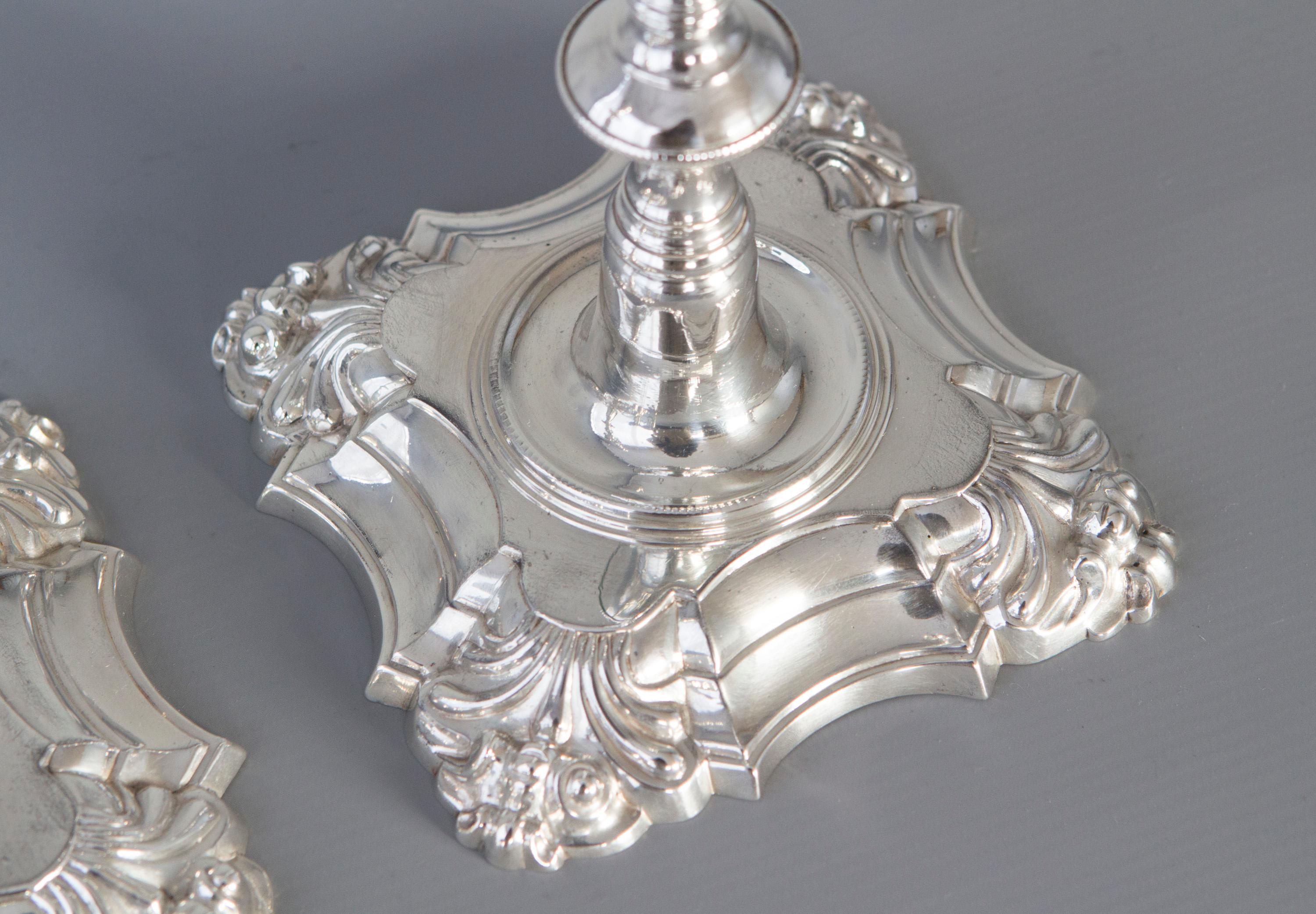 Pair of Cast George III Silver Candlesticks, London, 1762 5