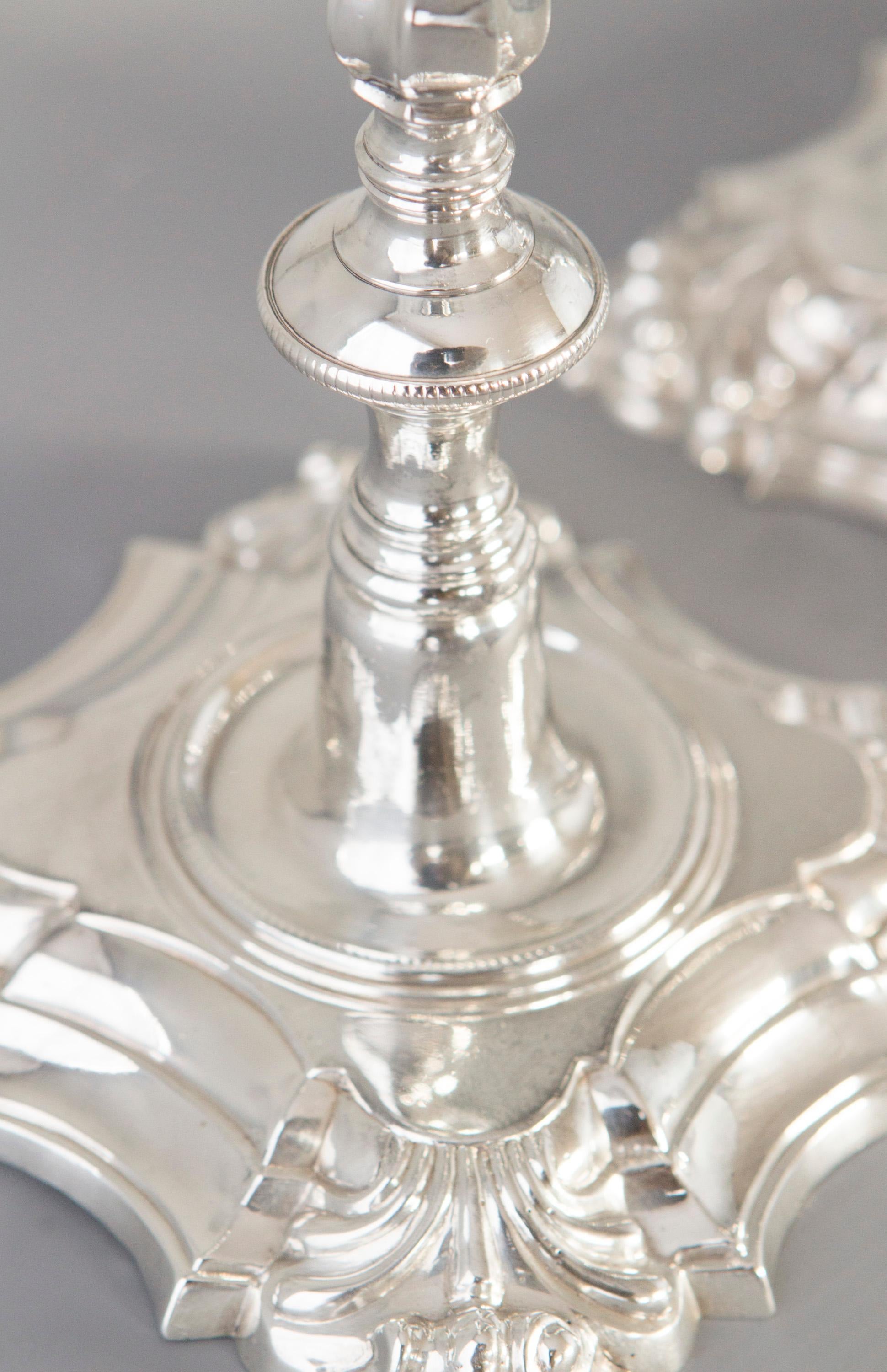 Pair of Cast George III Silver Candlesticks, London, 1762 In Good Condition In Cornwall, GB