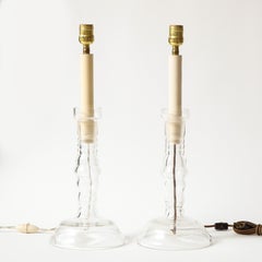 Pair of Cast-Glass Candlestick Lamps
