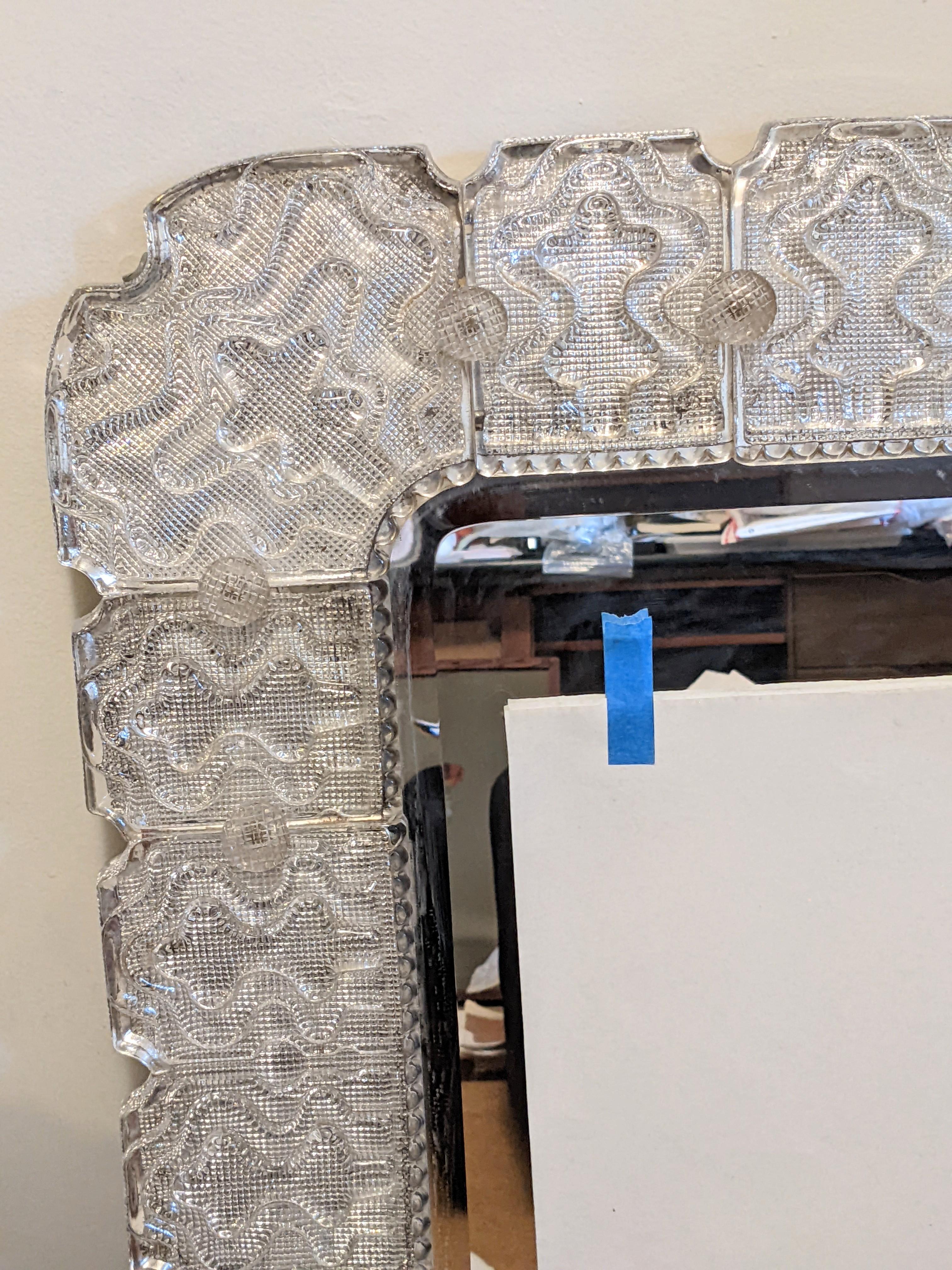 Mid-Century Modern Pair of Cast Glass Tile Mirrors by Carl Fagerlund, Orrefors, 1950