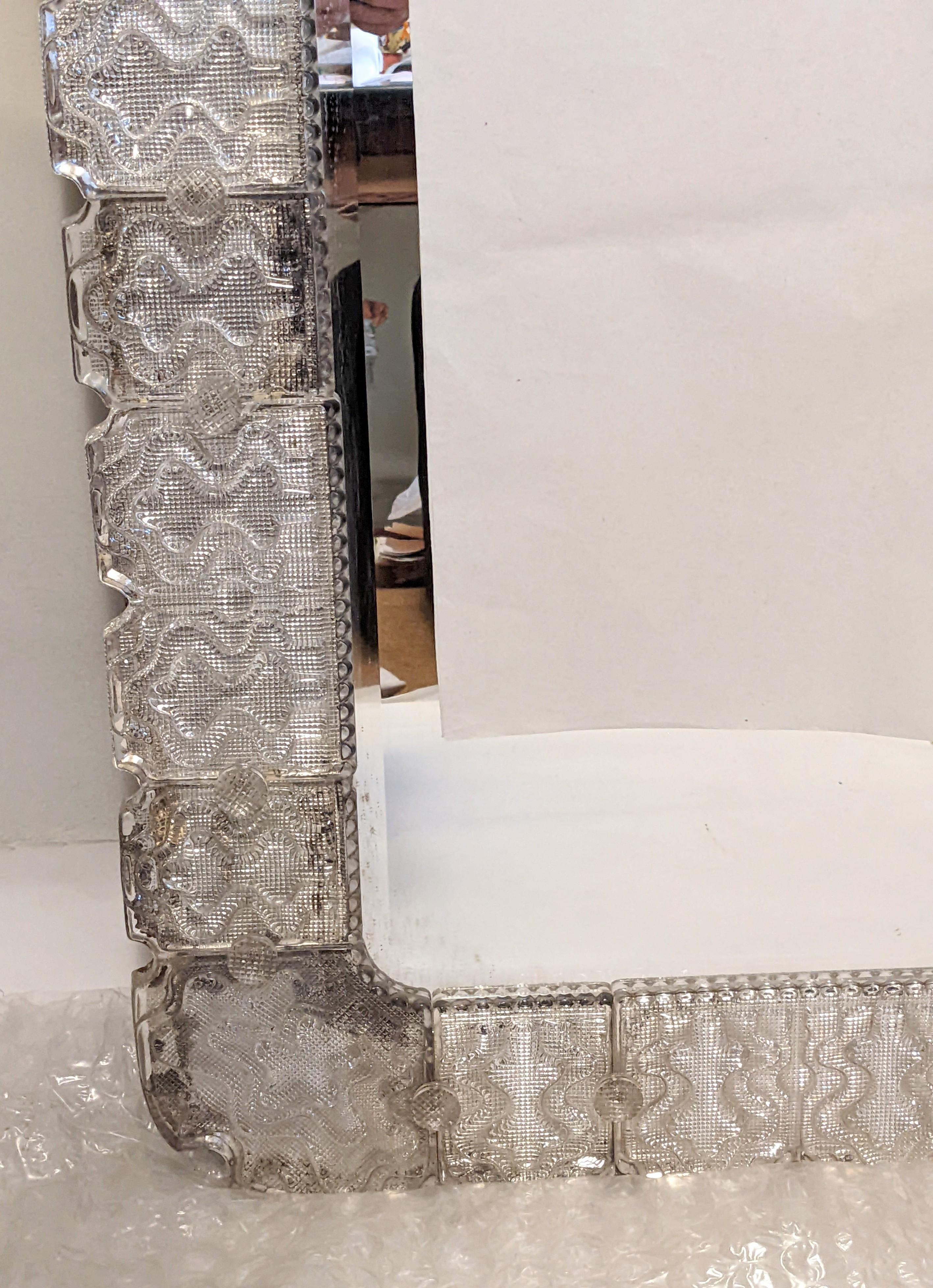 Pair of Cast Glass Tile Mirrors by Carl Fagerlund, Orrefors, 1950 In Good Condition In Riverdale, NY