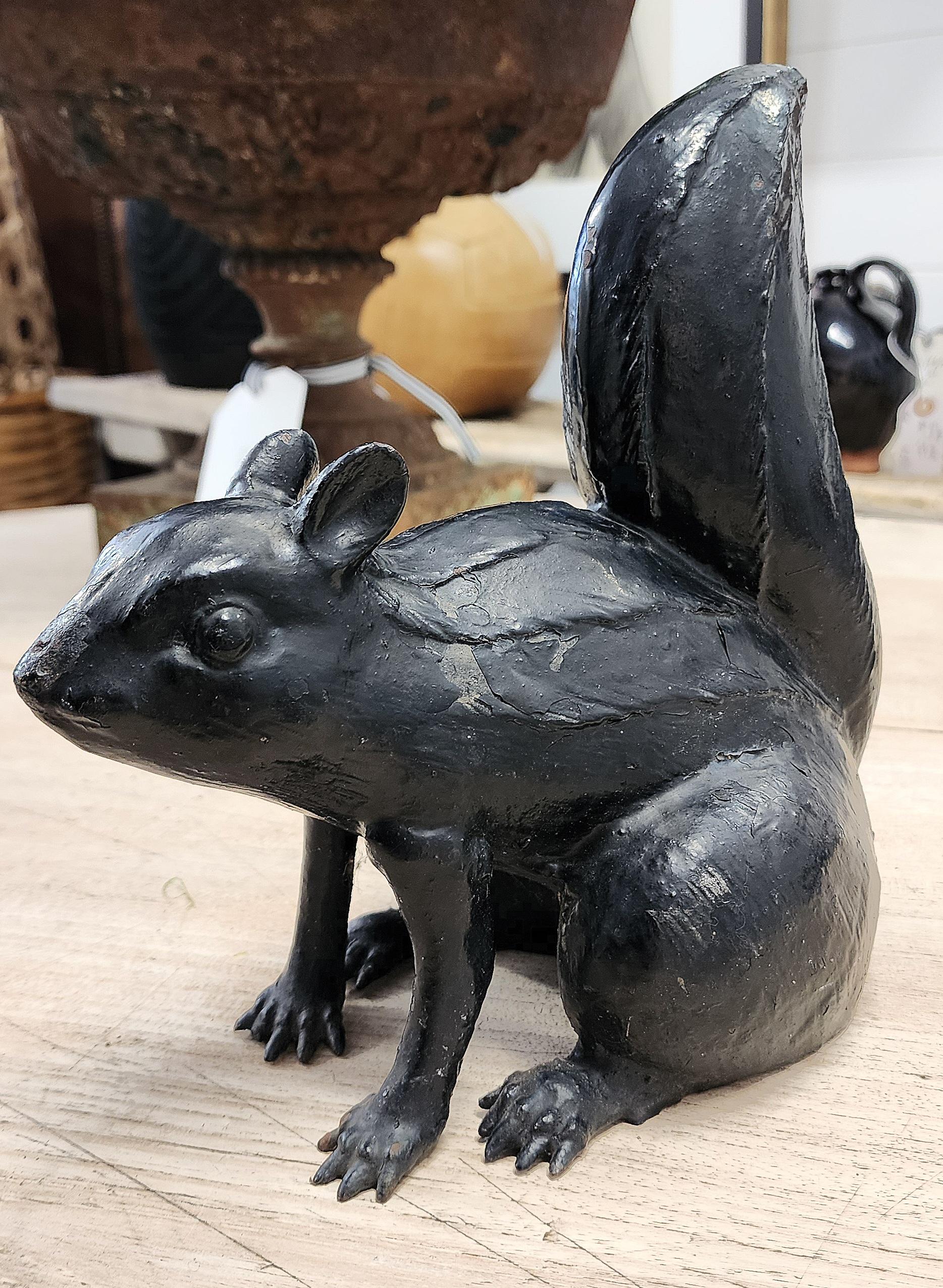 Pair Of Cast Iron 1920's Garden Squirrels In Good Condition In Hudson, NY