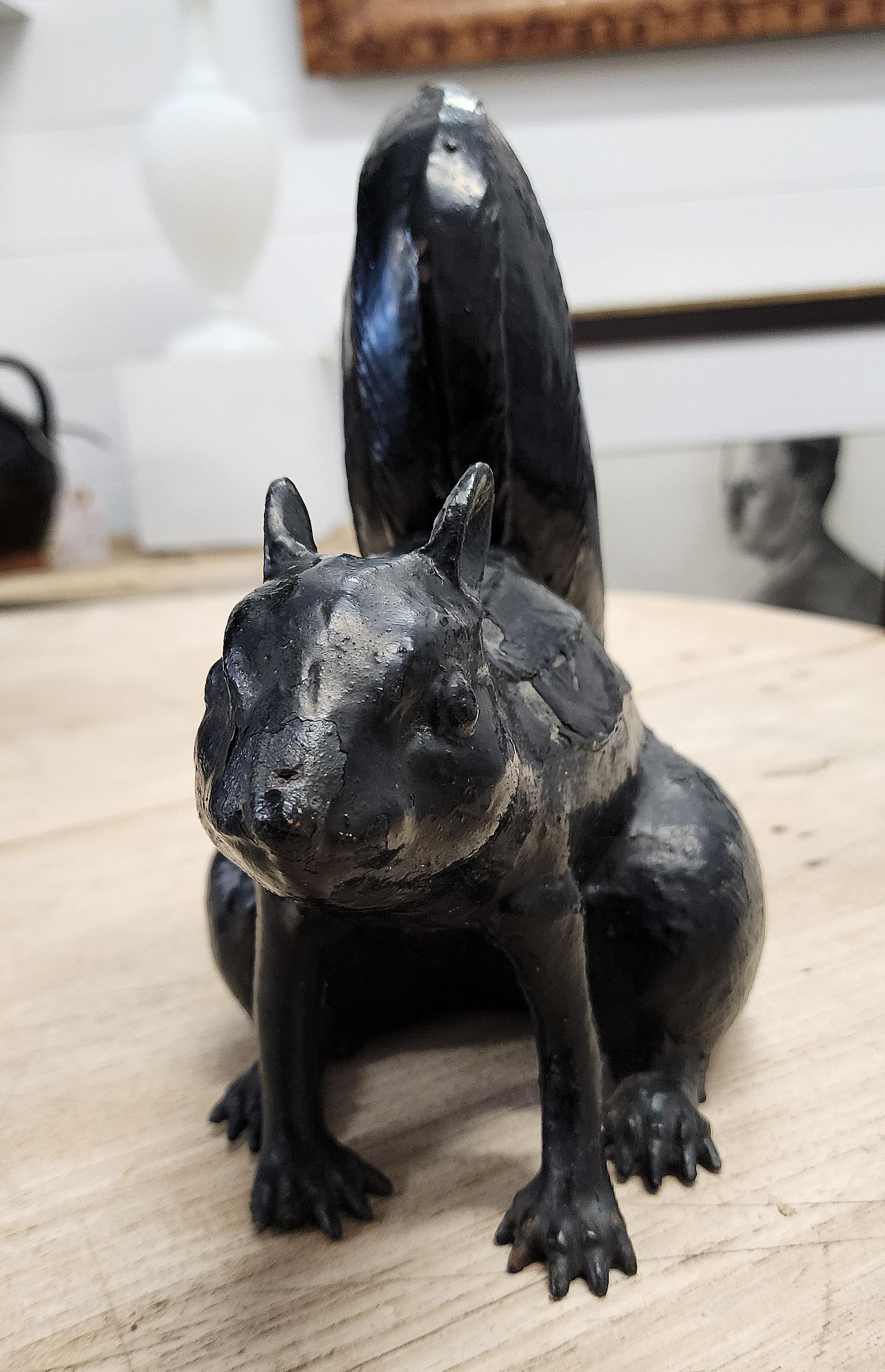 Early 20th Century Pair Of Cast Iron 1920's Garden Squirrels