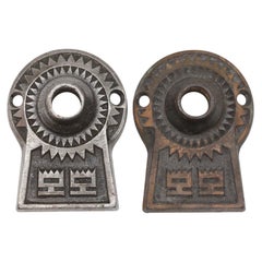 Antique Pair of Cast Iron Aesthetic Doorknob Rosettes, Early 20th C.