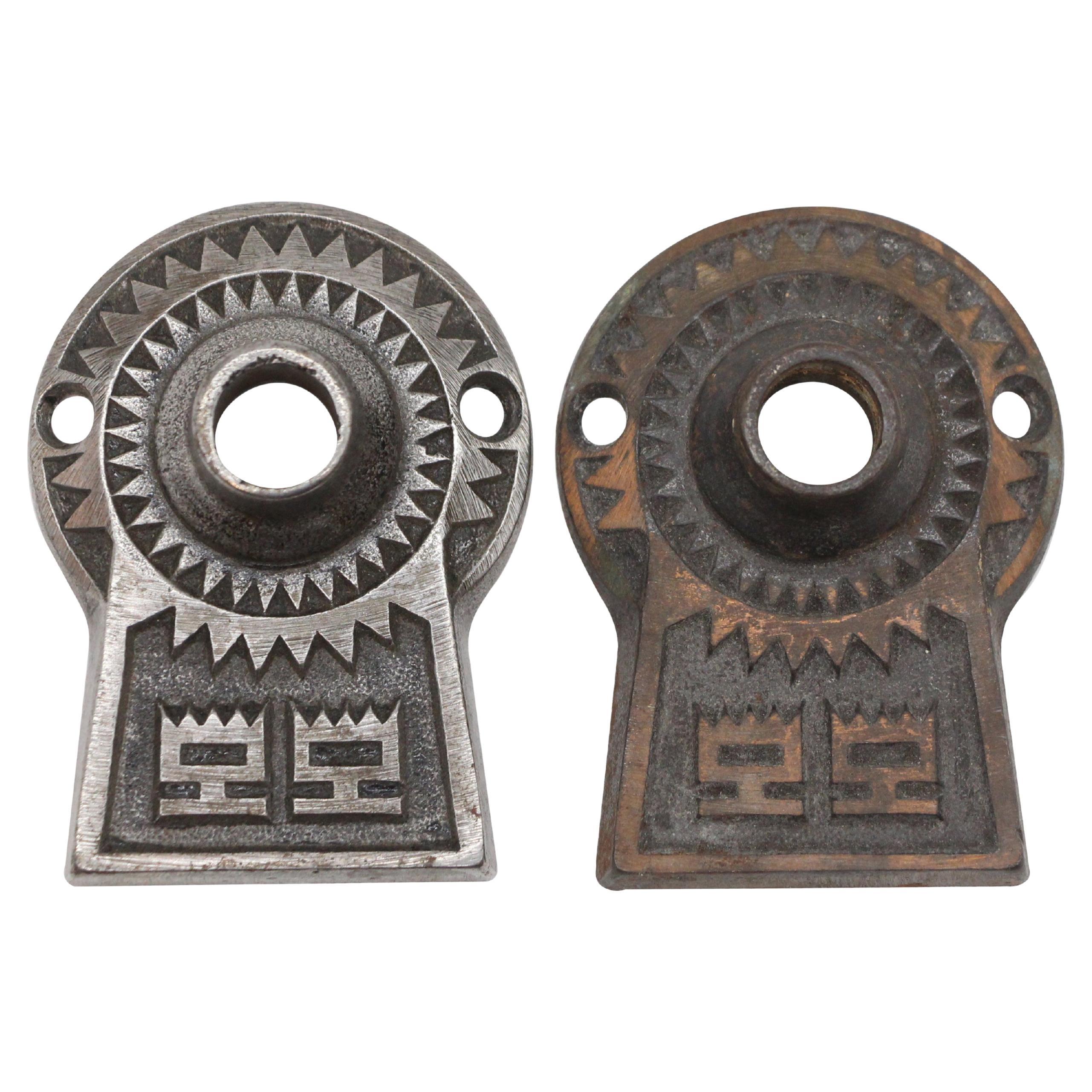 Pair of Cast Iron Aesthetic Doorknob Rosettes, Early 20th C.
