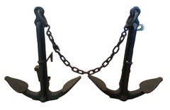 Pair of Cast Iron Anchor Andirons