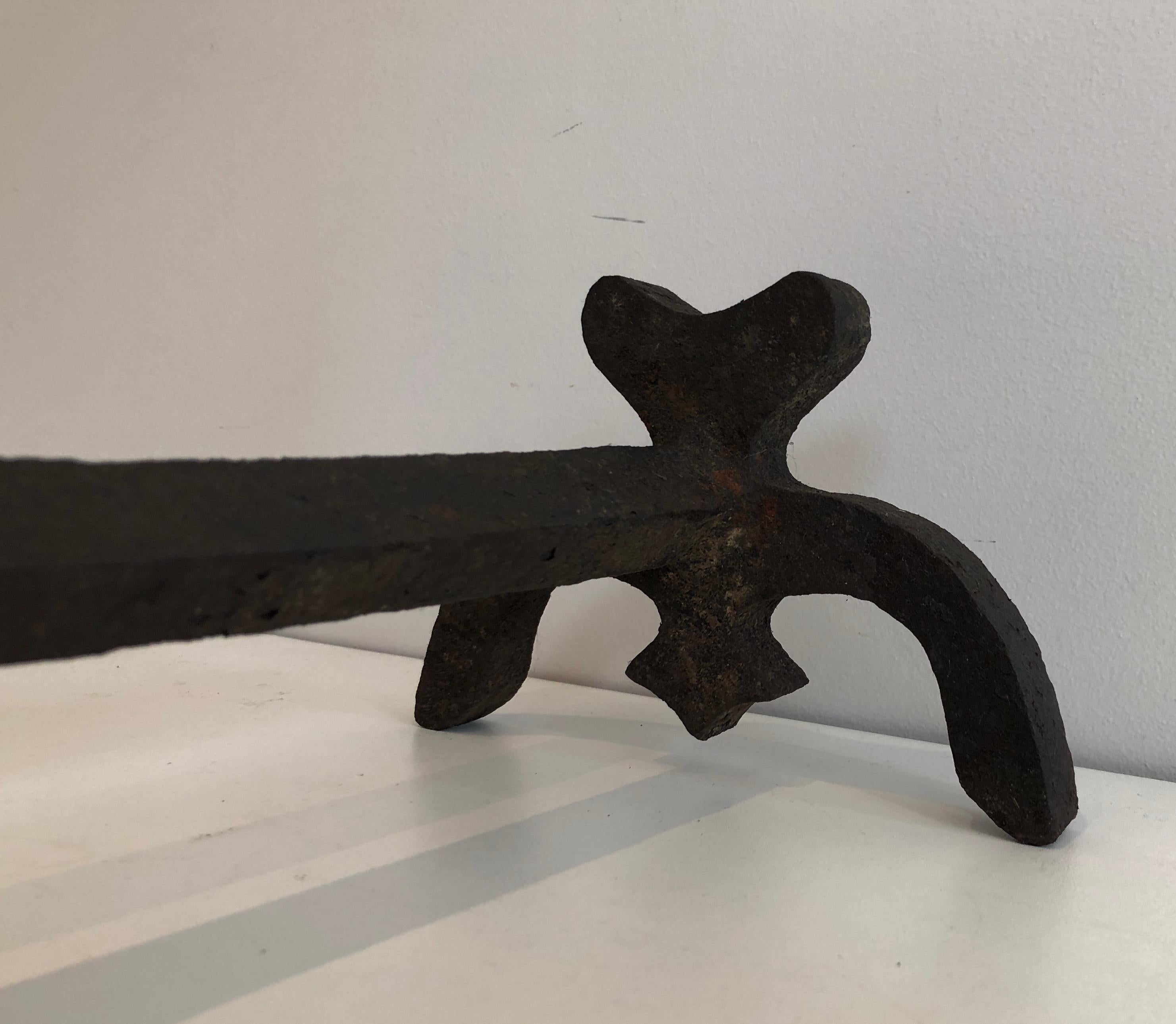 Pair of Cast Iron and Wrought Ironandirons, French, circa 1940 For Sale 2