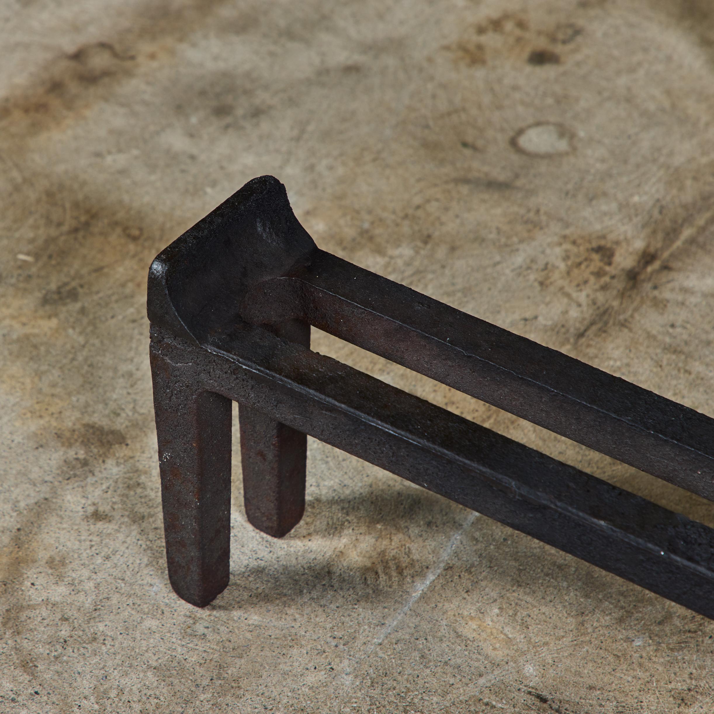 Mid-Century Modern Pair of Cast Iron Andirons for Peerless For Sale