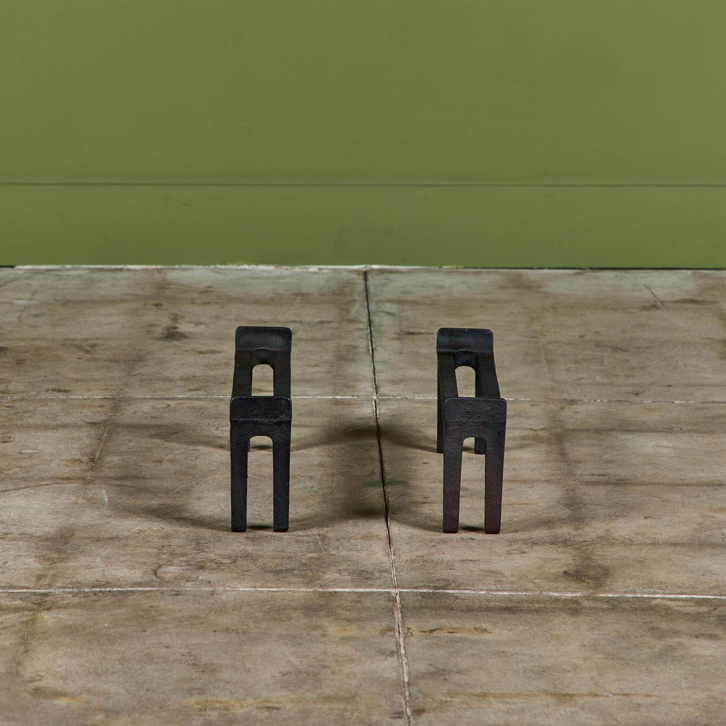 Pair of Cast Iron Andirons for Peerless For Sale 1