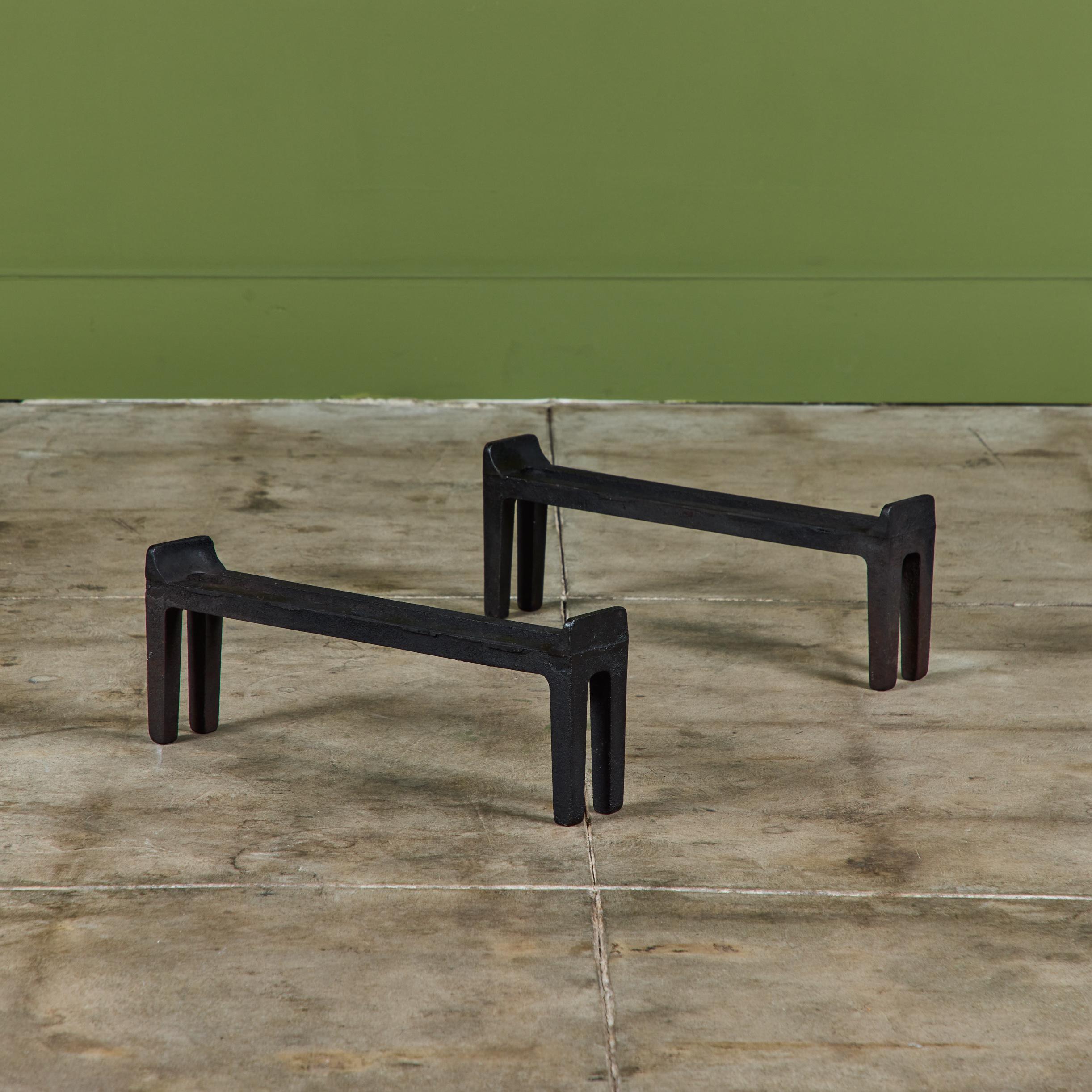Pair of Cast Iron Andirons for Peerless For Sale 2
