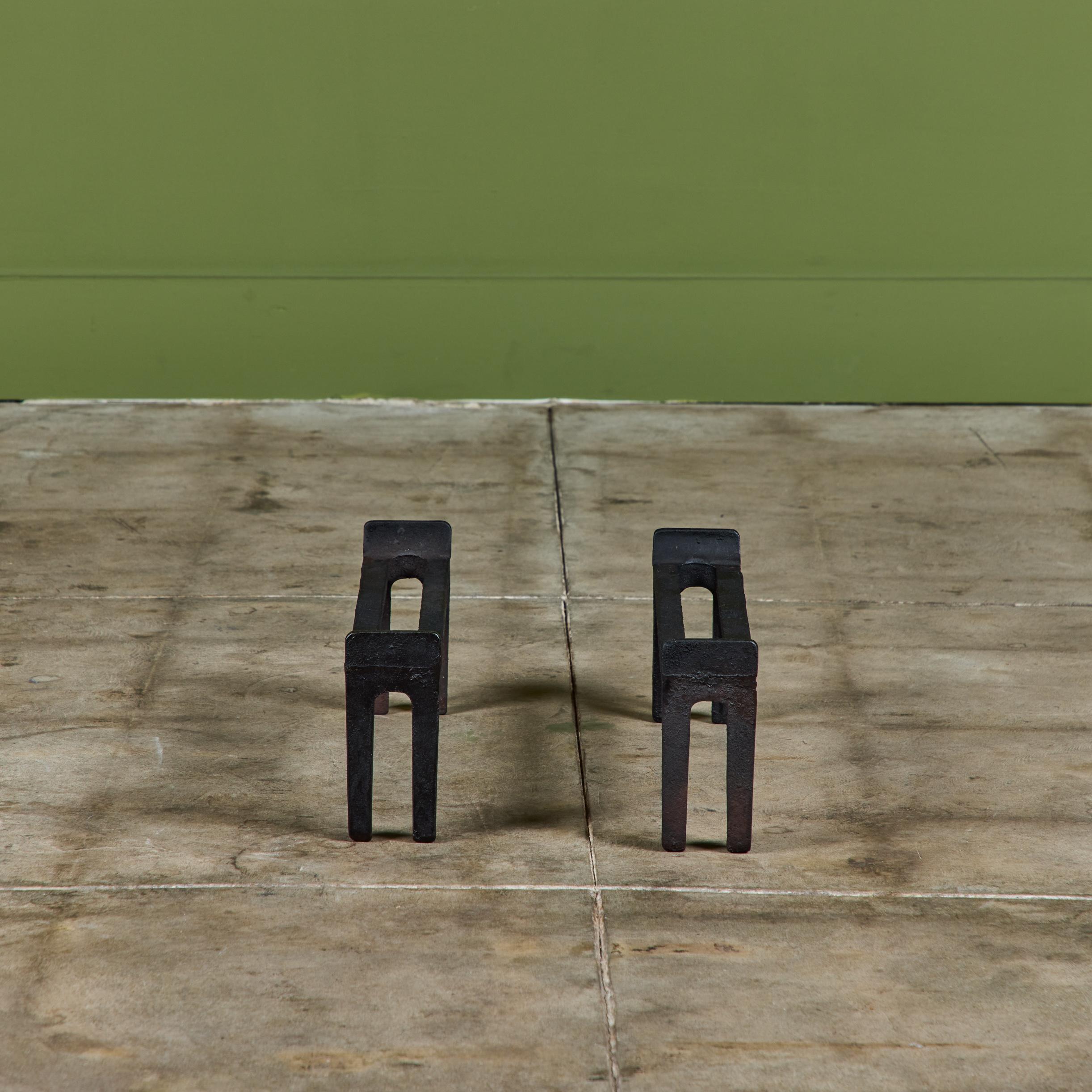 Pair of Cast Iron Andirons for Peerless For Sale 3