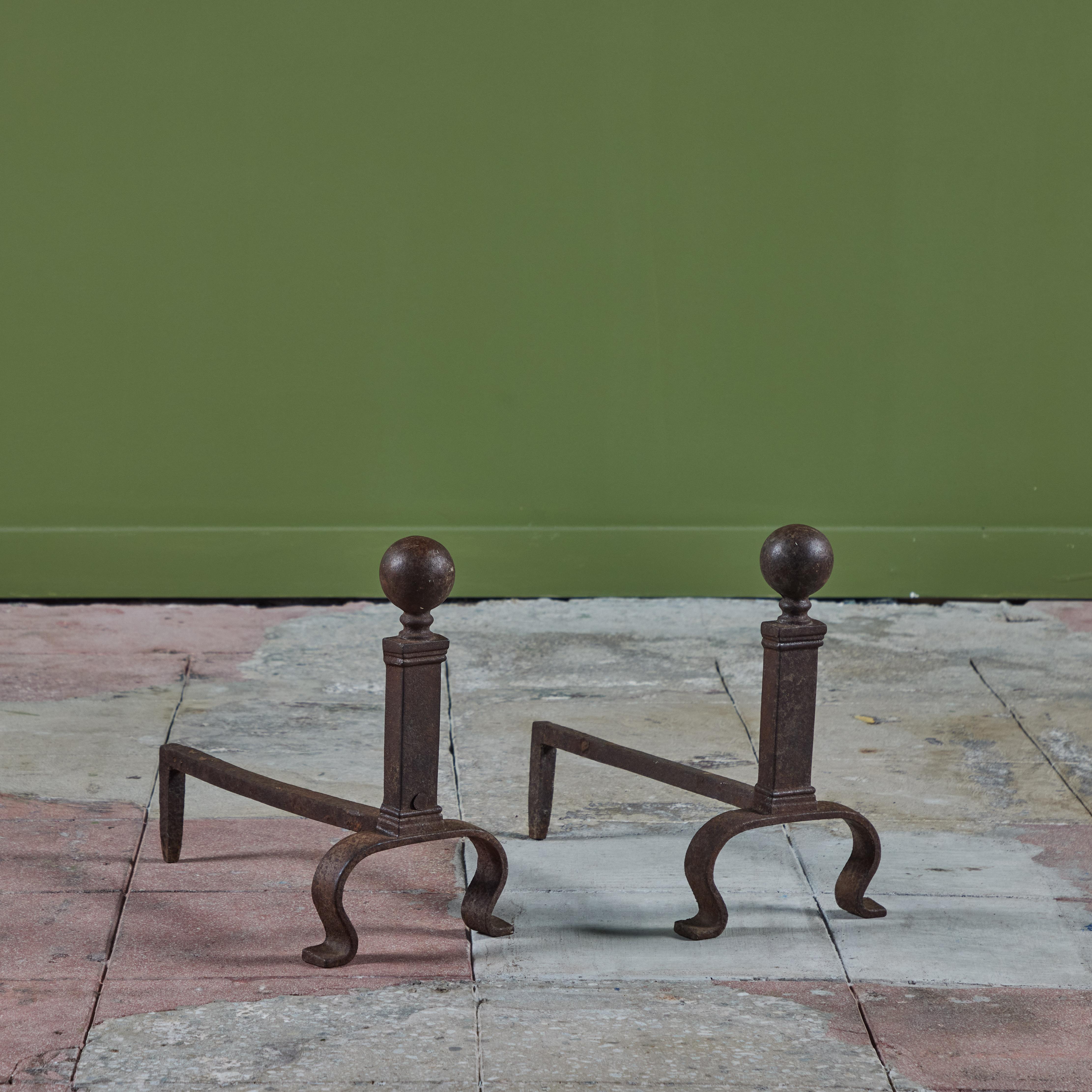 Pair of Cast Iron Andirons For Sale 1
