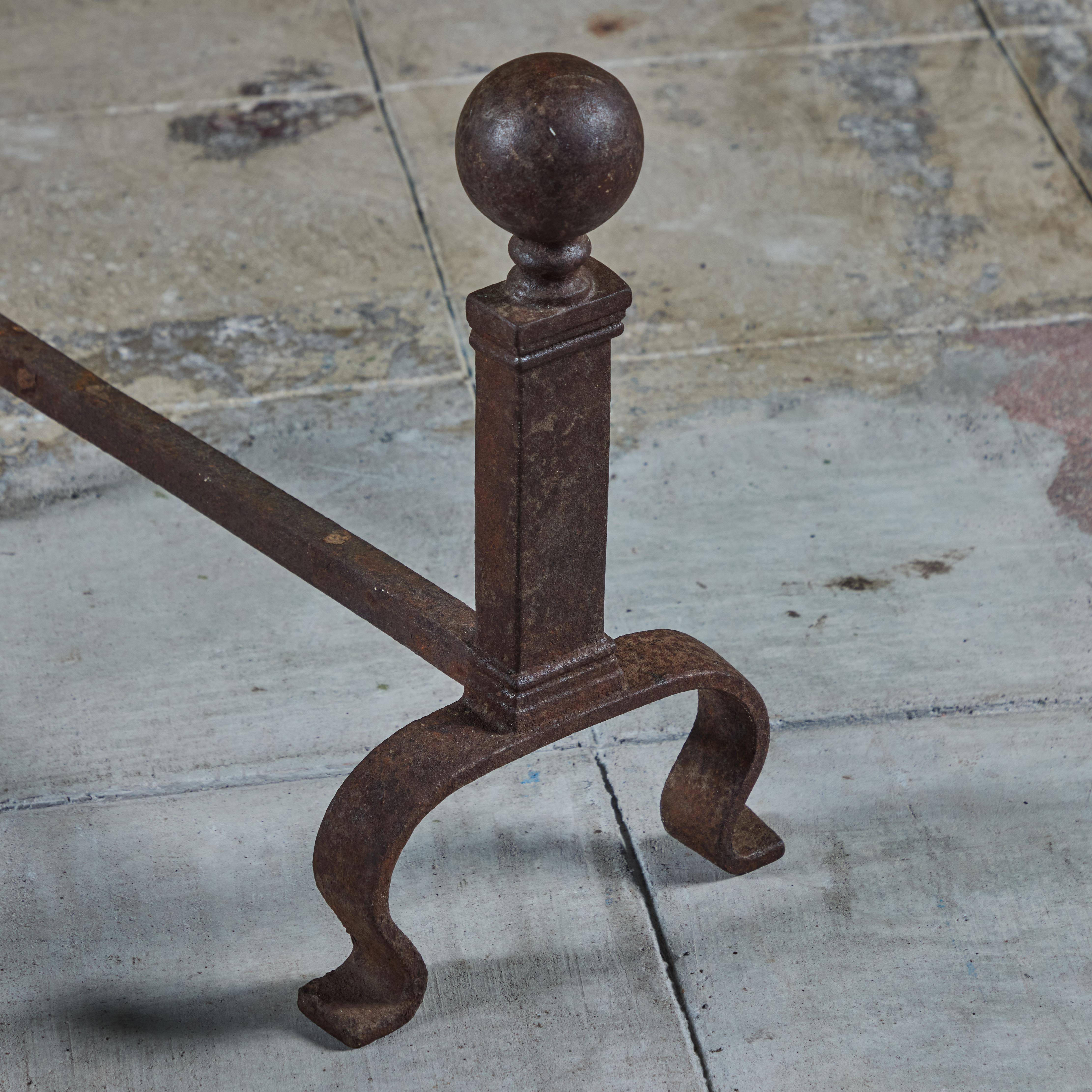 Pair of Cast Iron Andirons For Sale 2