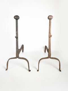 Pair of Cast iron andirons, France, 1960