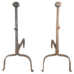 Pair of Cast iron andirons, France, 1960
