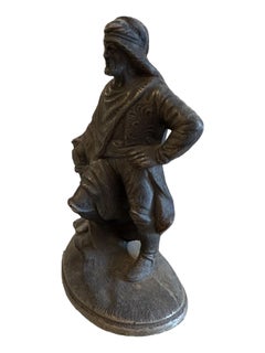 Pair of Cast Iron "Arabian Soldier" Hubley Bookends Great Patina 1930's