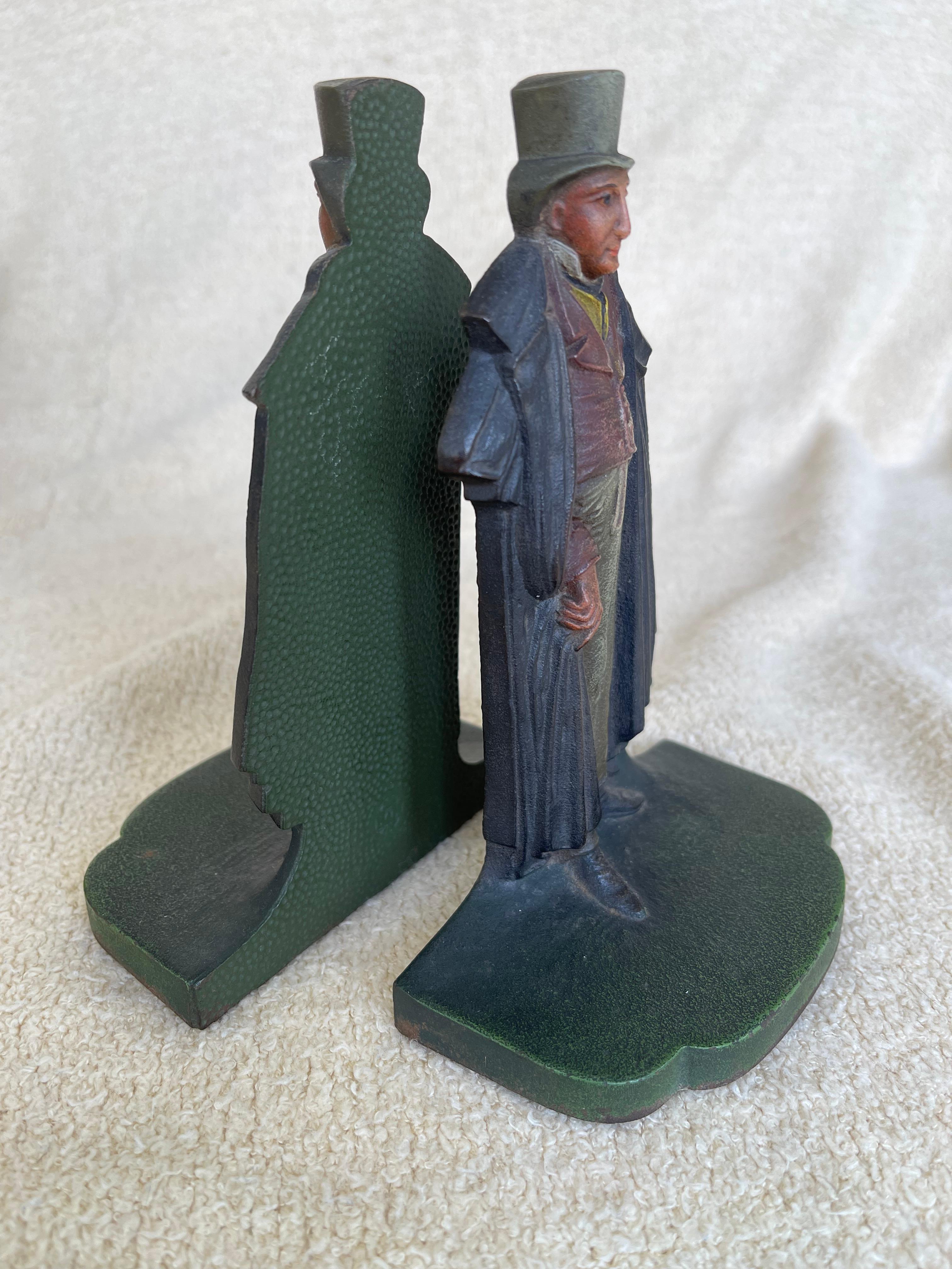 Other Pair of Cast Iron Bookends, by B & H, 19th Century Well Dressed Gentlemen For Sale