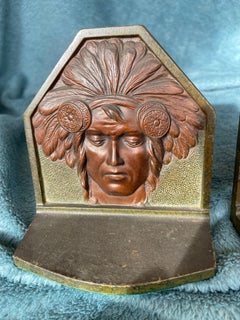 Pair of Cast Iron Bookends w/ Indians, by Judd Co. ca. 1910