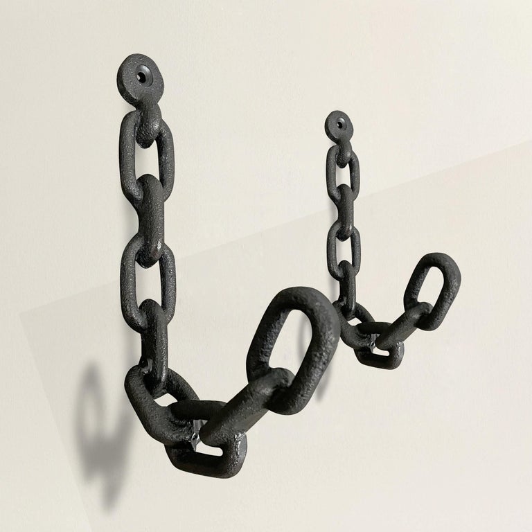 Pair of Cast Iron Chain Link Wall Hooks at 1stDibs