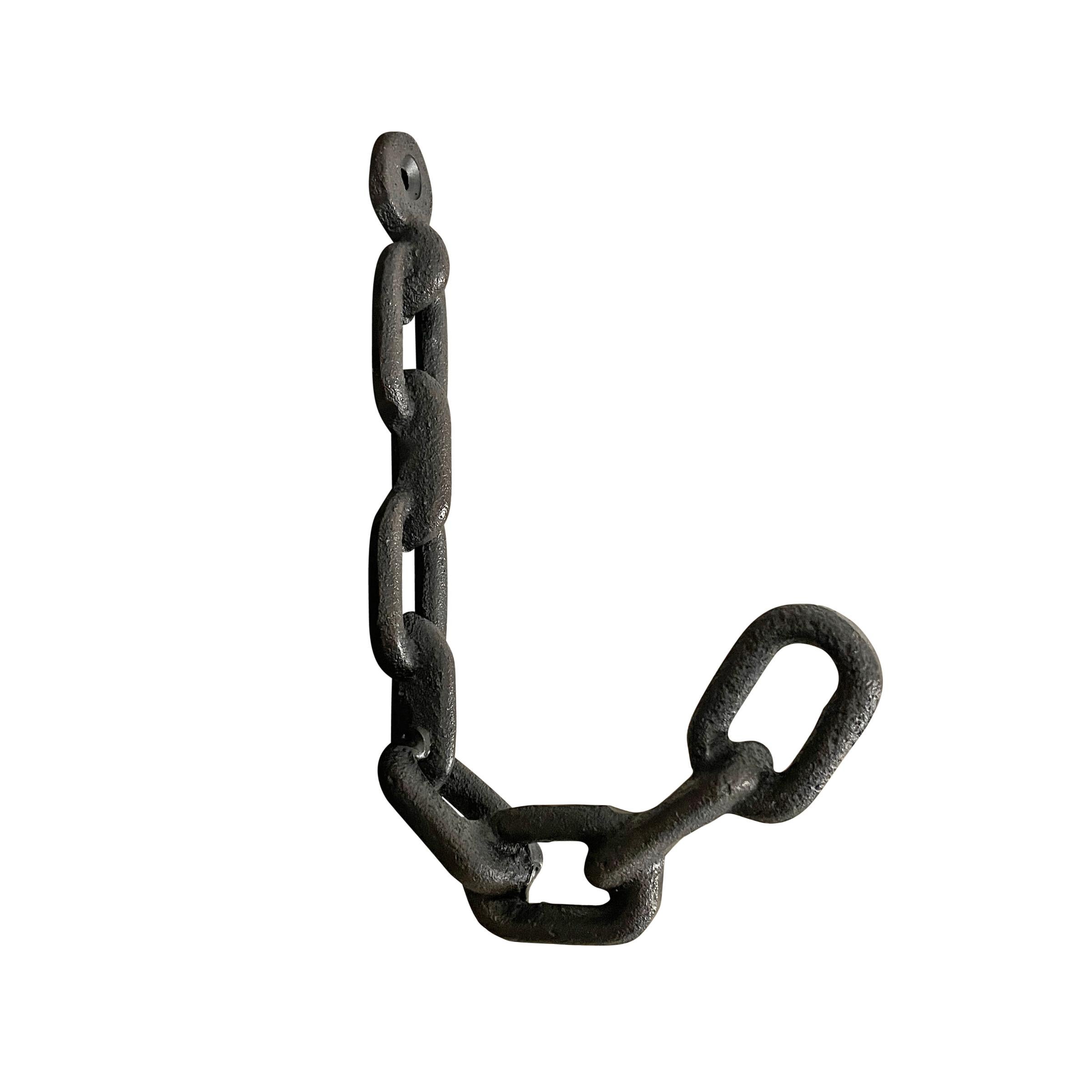Industrial Pair of Cast Iron Chain Link Wall Hooks