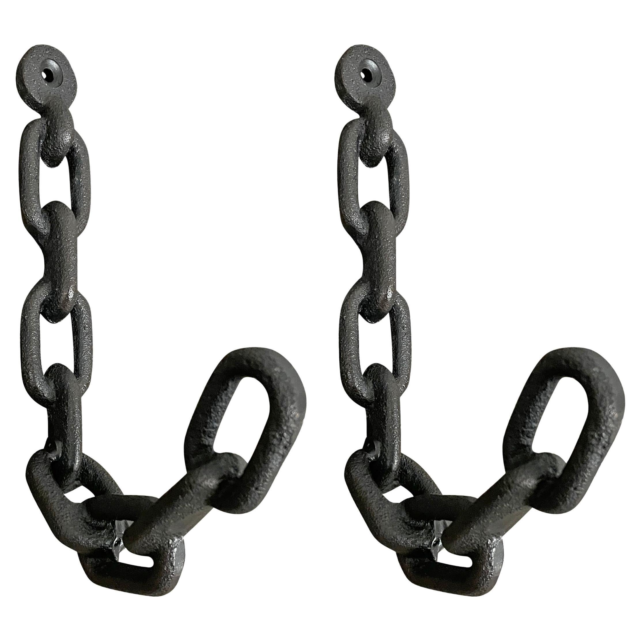 Pair of Black Industrial Chain Link Lamps at 1stDibs