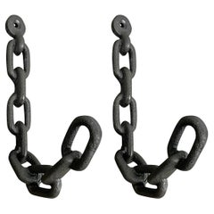 Pair of Cast Iron Chain Link Wall Hooks