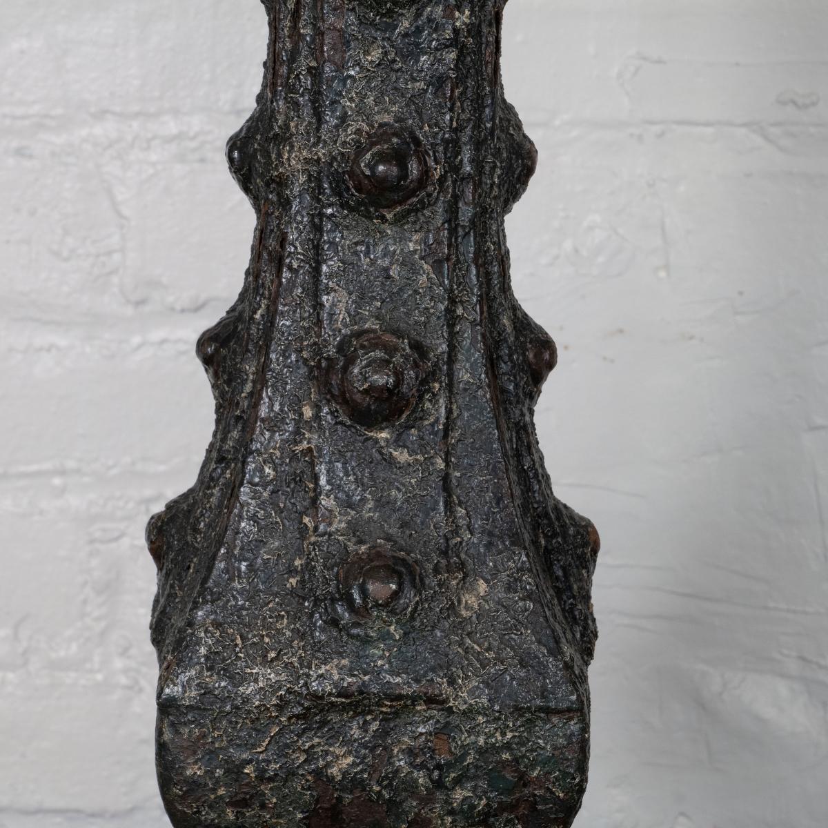 Pair of cast iron columnar table lamps In Good Condition For Sale In Tarrytown, NY