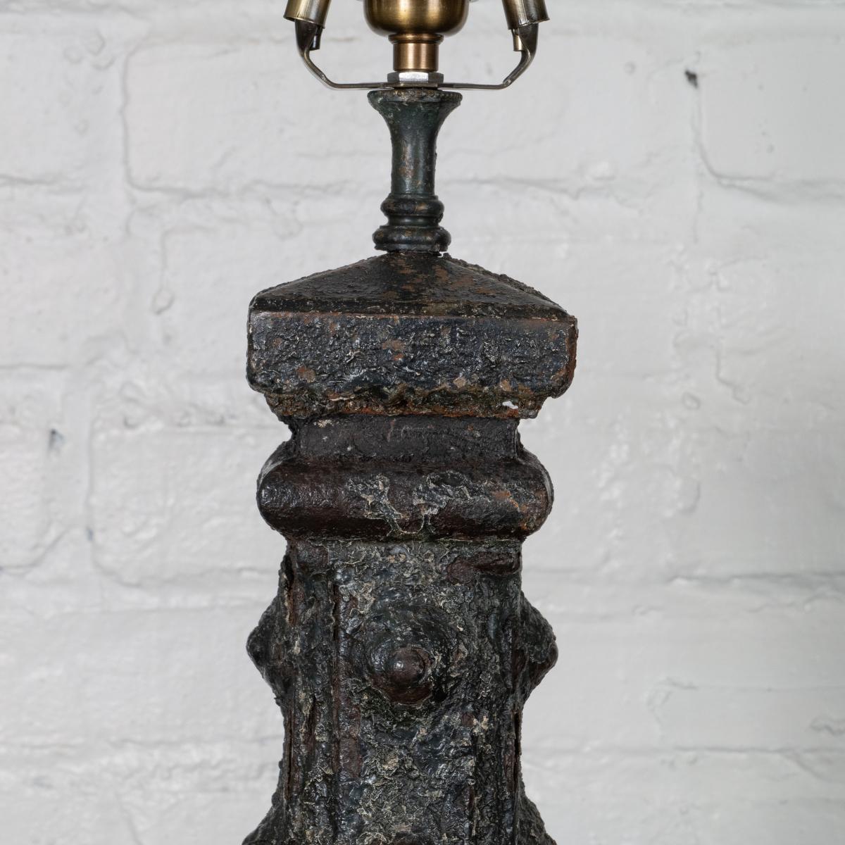 Mid-20th Century Pair of cast iron columnar table lamps For Sale