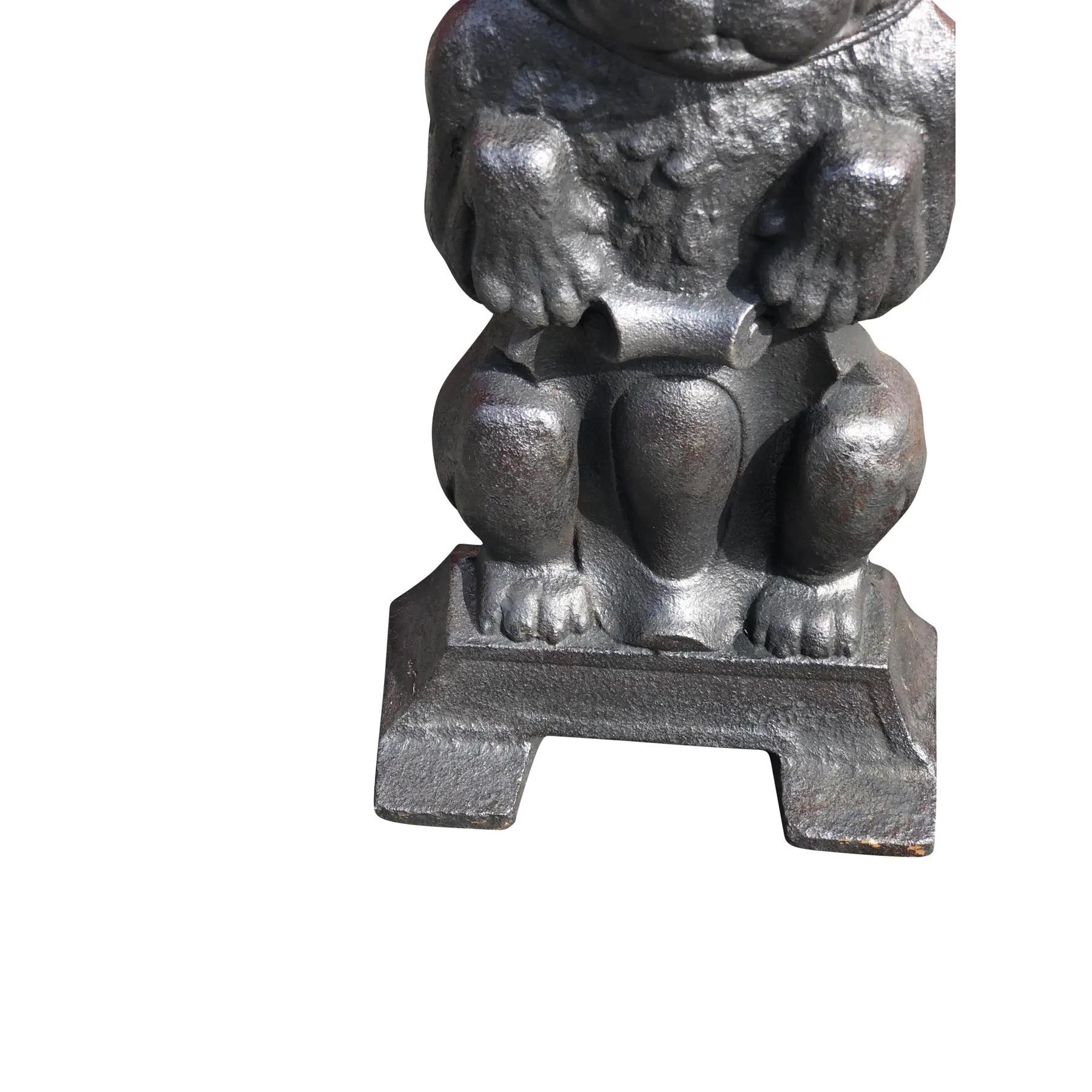 19th Century Pair of Cast Iron Dog Andirons For Sale