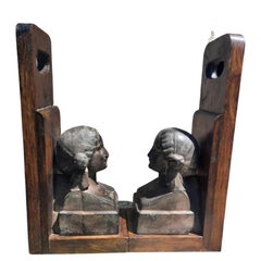 Antique Pair of Cast Iron Doorstops/Bookends C1880