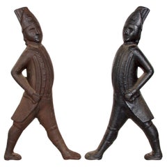 Pair of Cast Iron, Finely Detailed Hessian Soldiers, Late 19th Century