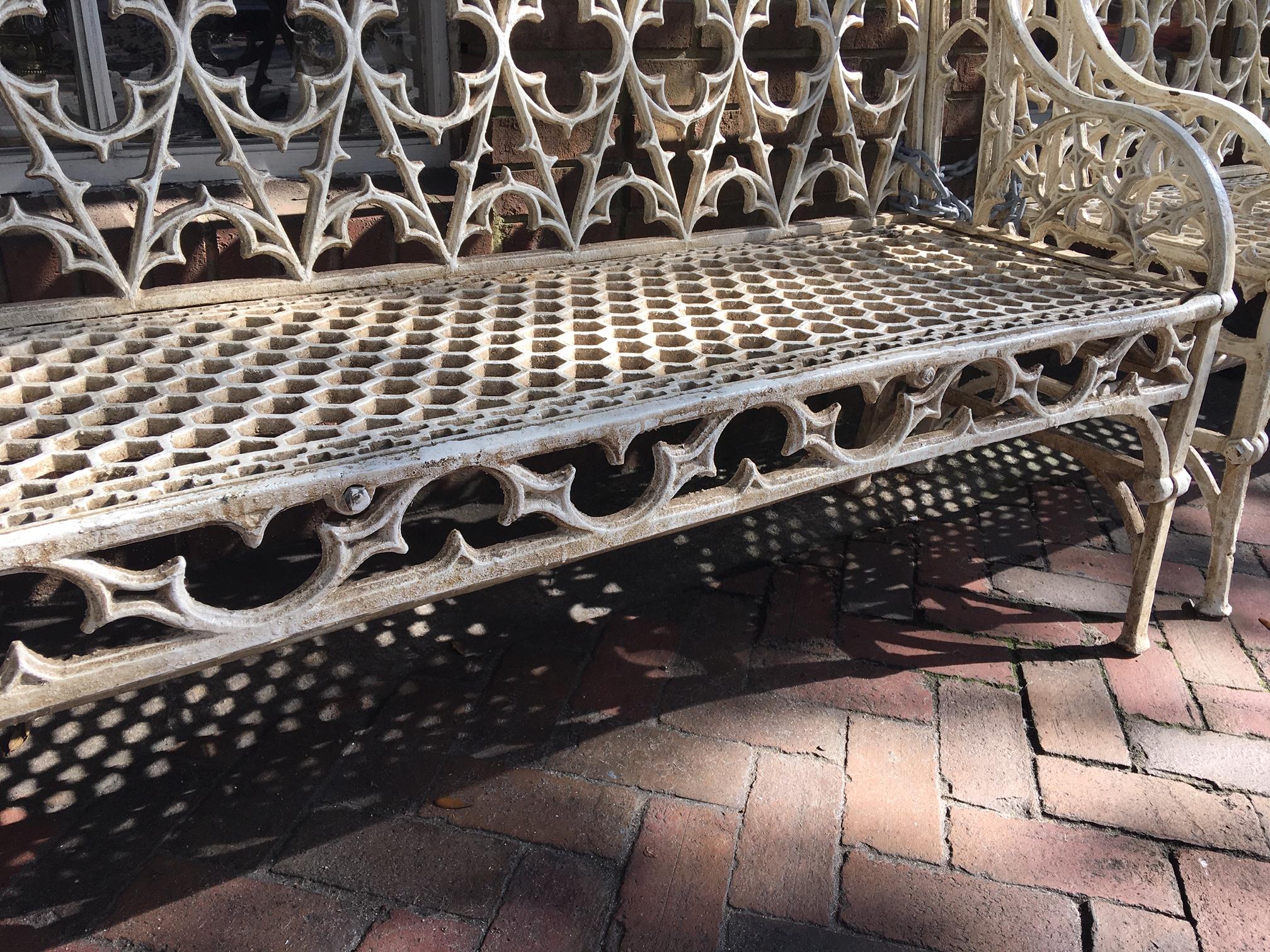 Pair of Cast Iron Garden Benches in the Manner of Coalbrookdale, 20th Century 5