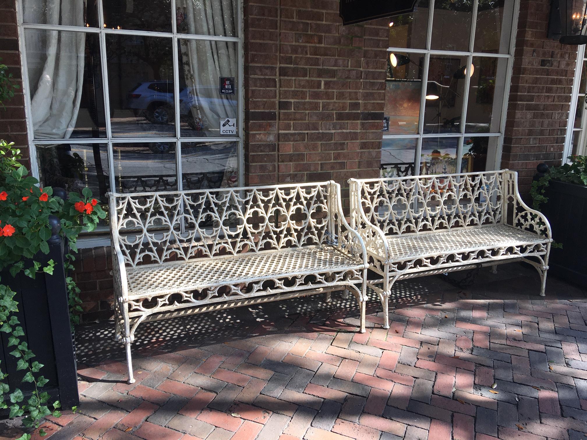 Pair of Cast Iron Garden Benches in the Manner of Coalbrookdale, 20th Century 2